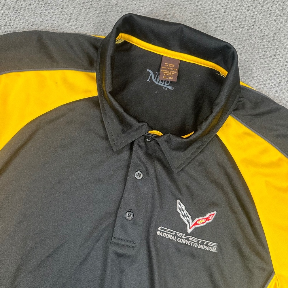 Corvette National Corvette Museum Polo Shirt Mens 2XL Black Yellow Nitro USA
